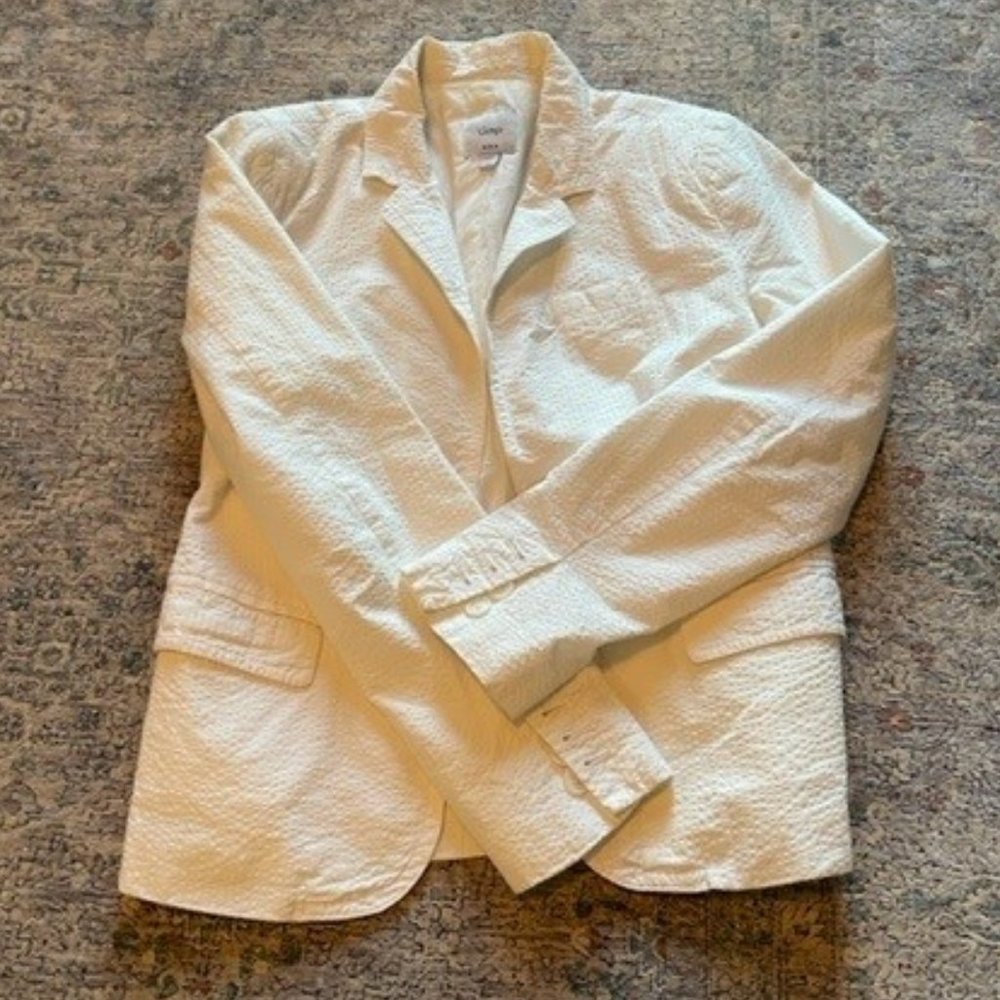 Women's White Seersucker Blazer